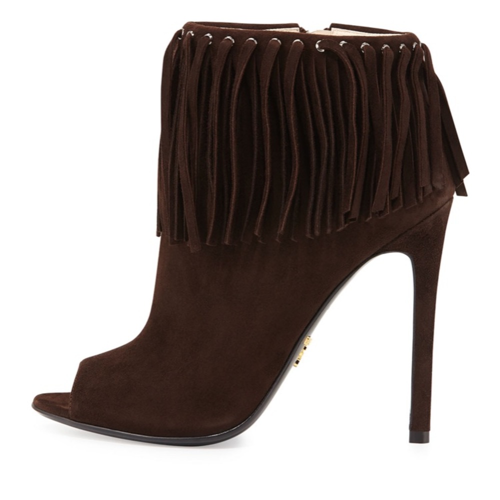 Prada Suede peep toe bootie